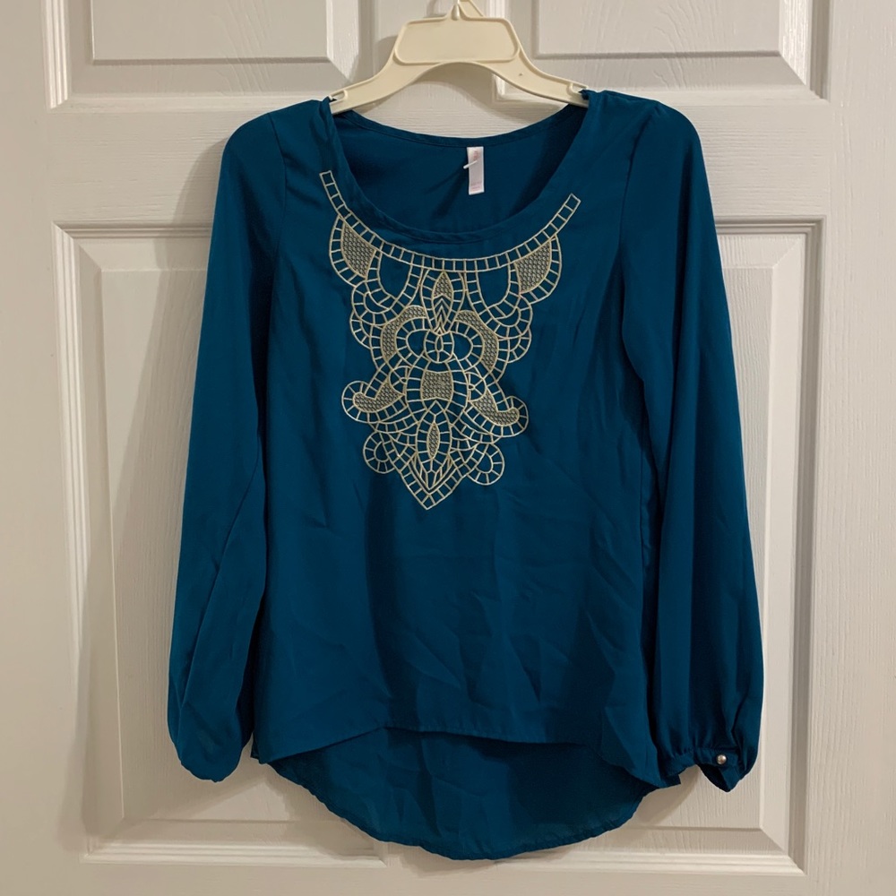 Teal, Button Down Blouse
